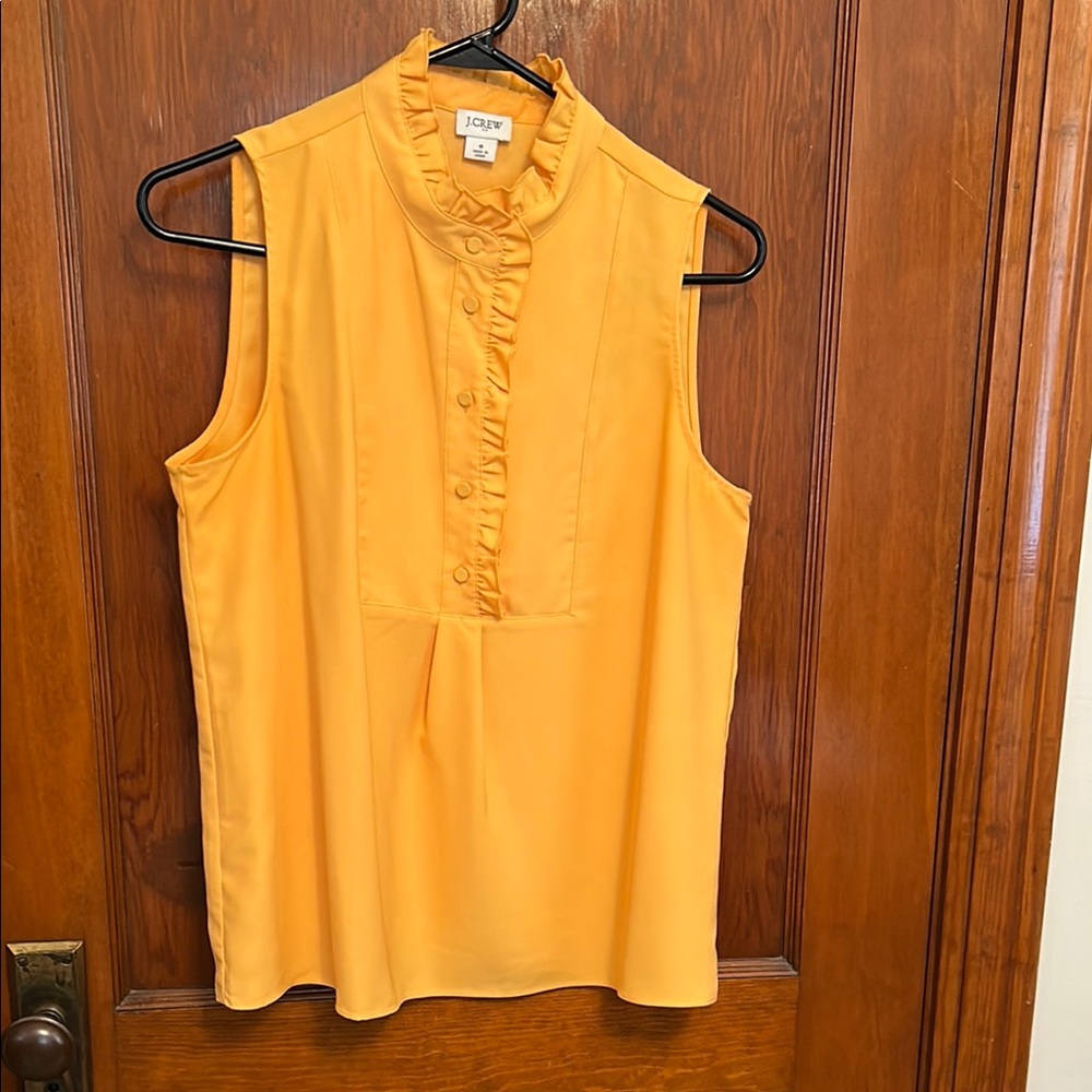 J. Crew Sleeveless Ruffled Blouse in Orange
